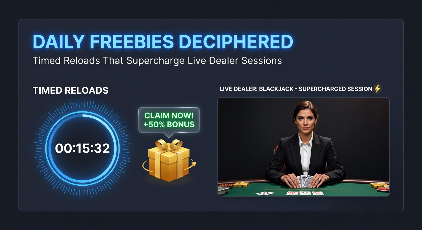Mobile phone screen showing a live baccarat game with a timed reload bonus bar filling up, alongside daily freebie claim button during evening hours