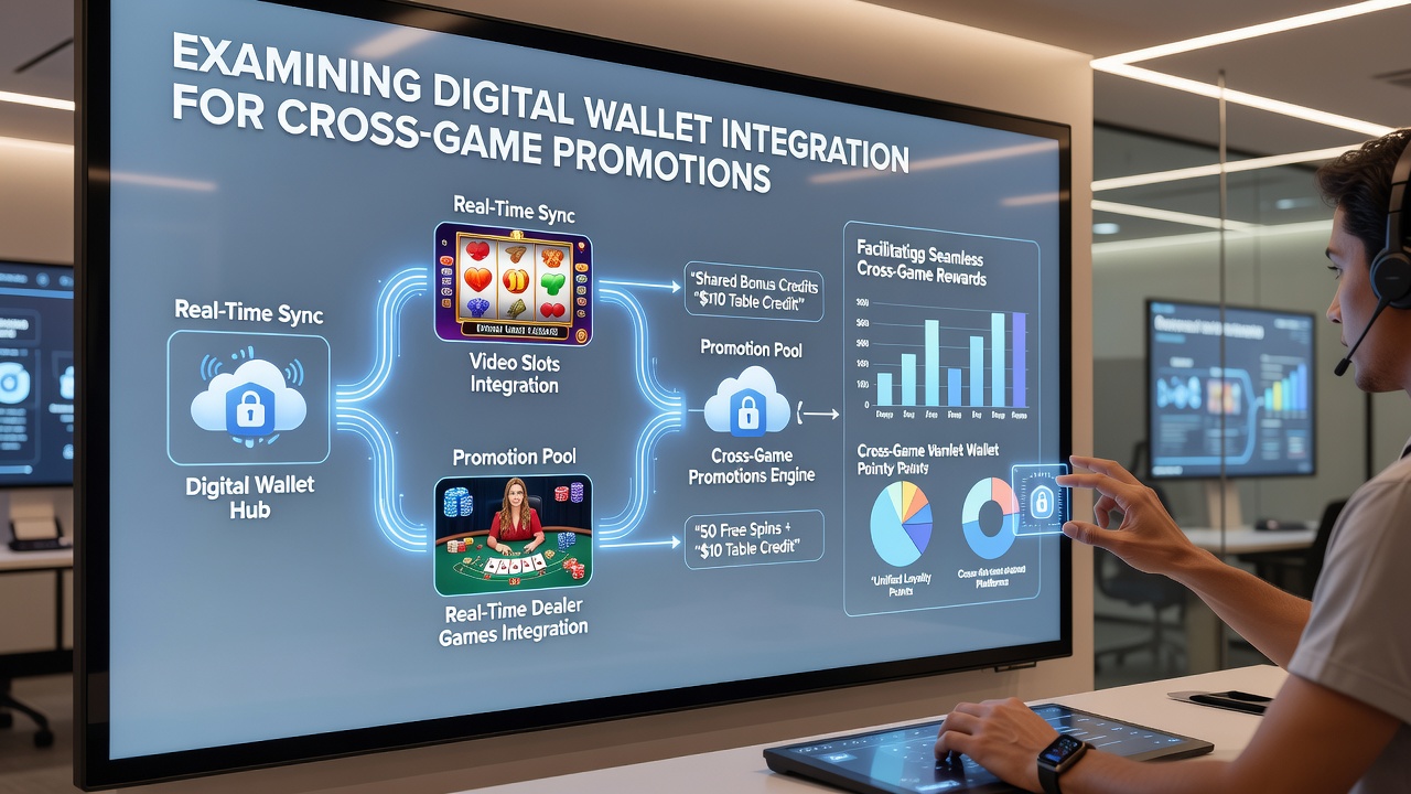 Player using digital wallet on tablet to transfer funds between slot and live dealer games