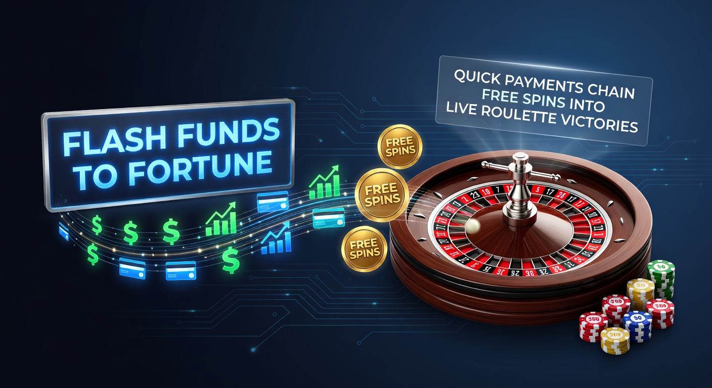 Vibrant online casino interface showing a slot machine free spin bonus chaining into a live roulette table with instant deposit notification
