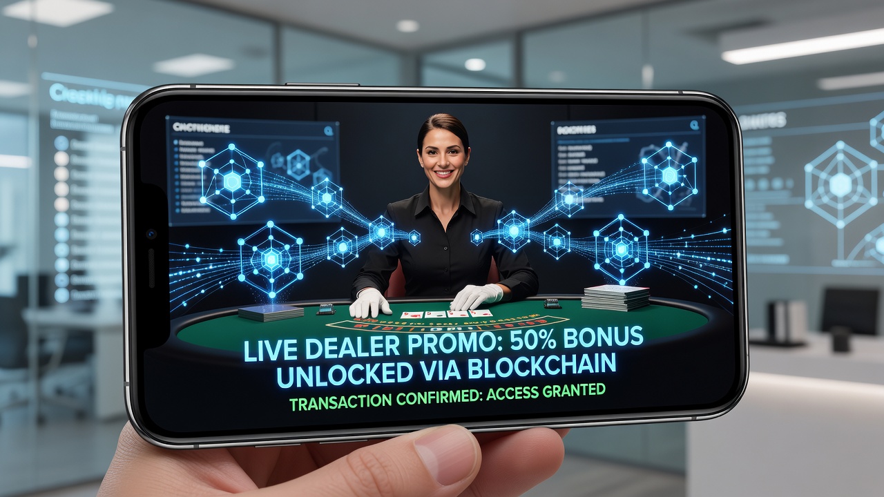 Close-up of mobile screen showing secure blockchain wallet integration during live casino session