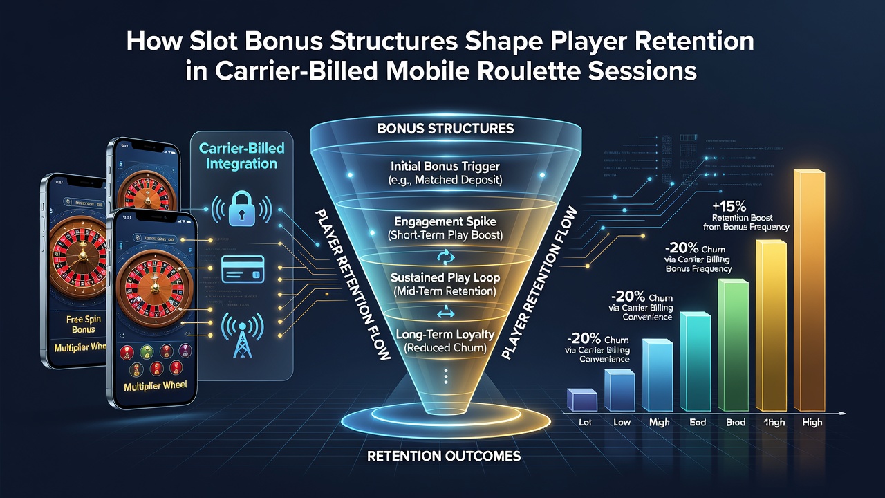Analytics dashboard showing retention curves for carrier-billed mobile roulette sessions influenced by slot bonuses