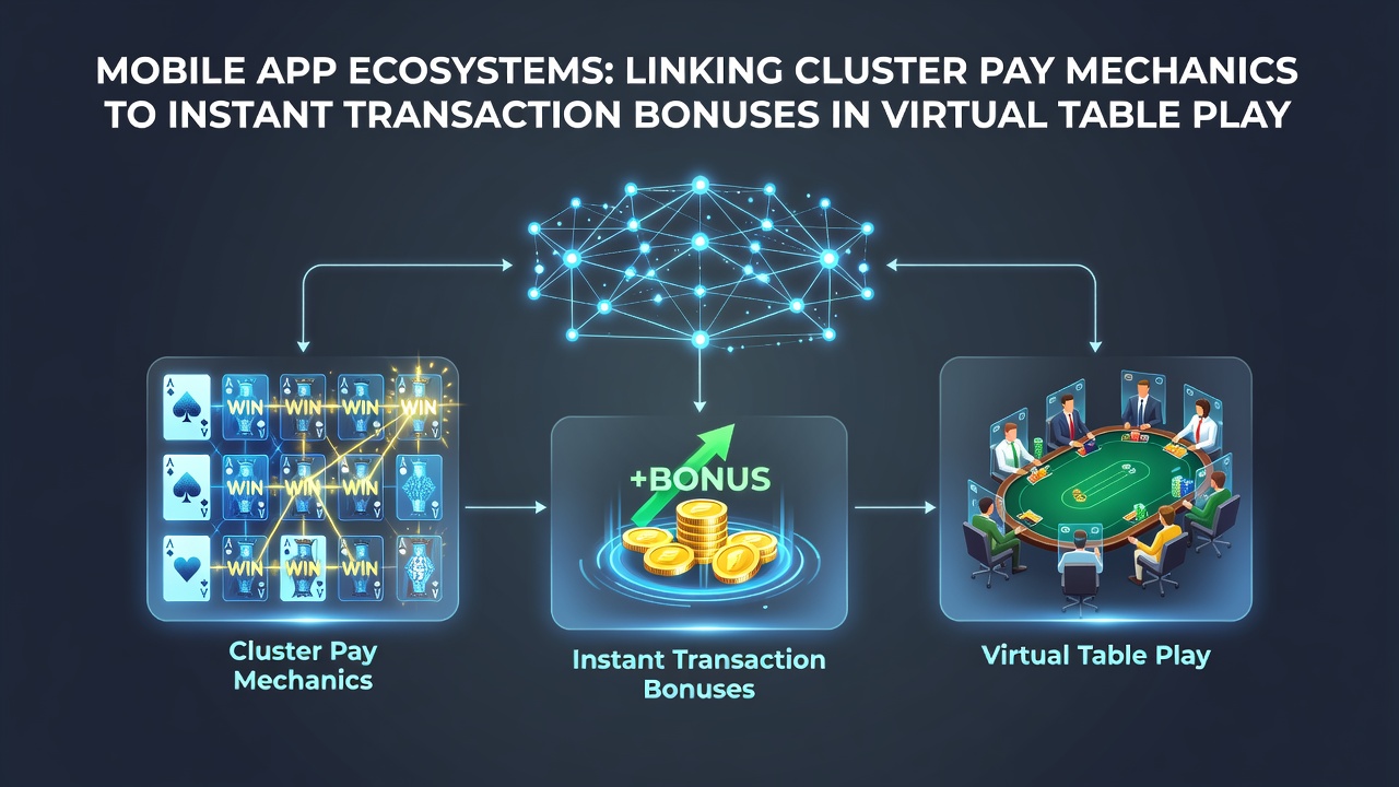 Mobile app interface showing cluster pay symbols transitioning into virtual roulette table with instant bonus notification