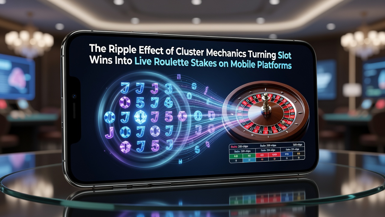 Close-up of a mobile device displaying live roulette wheel with balance transfer notification overlay from slot game